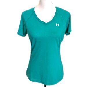 5/$55 Under Armour women's v-neck tee T-shirt, Pacific blue/green, S